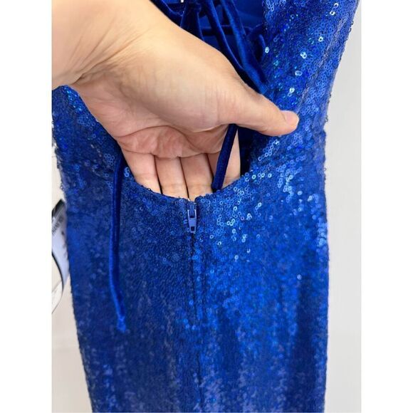 Emerald Sundae Dress XS Strapless Sequin Front Slit Lace Up Mermaid‎ Gown NEW - Picture 10 of 12